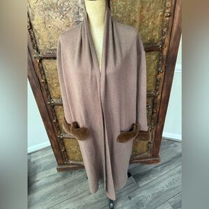 Maxsport Elegant Brown‎ cardigan with Fur Trim L